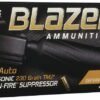 Blazer Brass Clean-Fire Suppressor, 45 Auto, 230 Grain, Total Metal Jacket, 800 fps